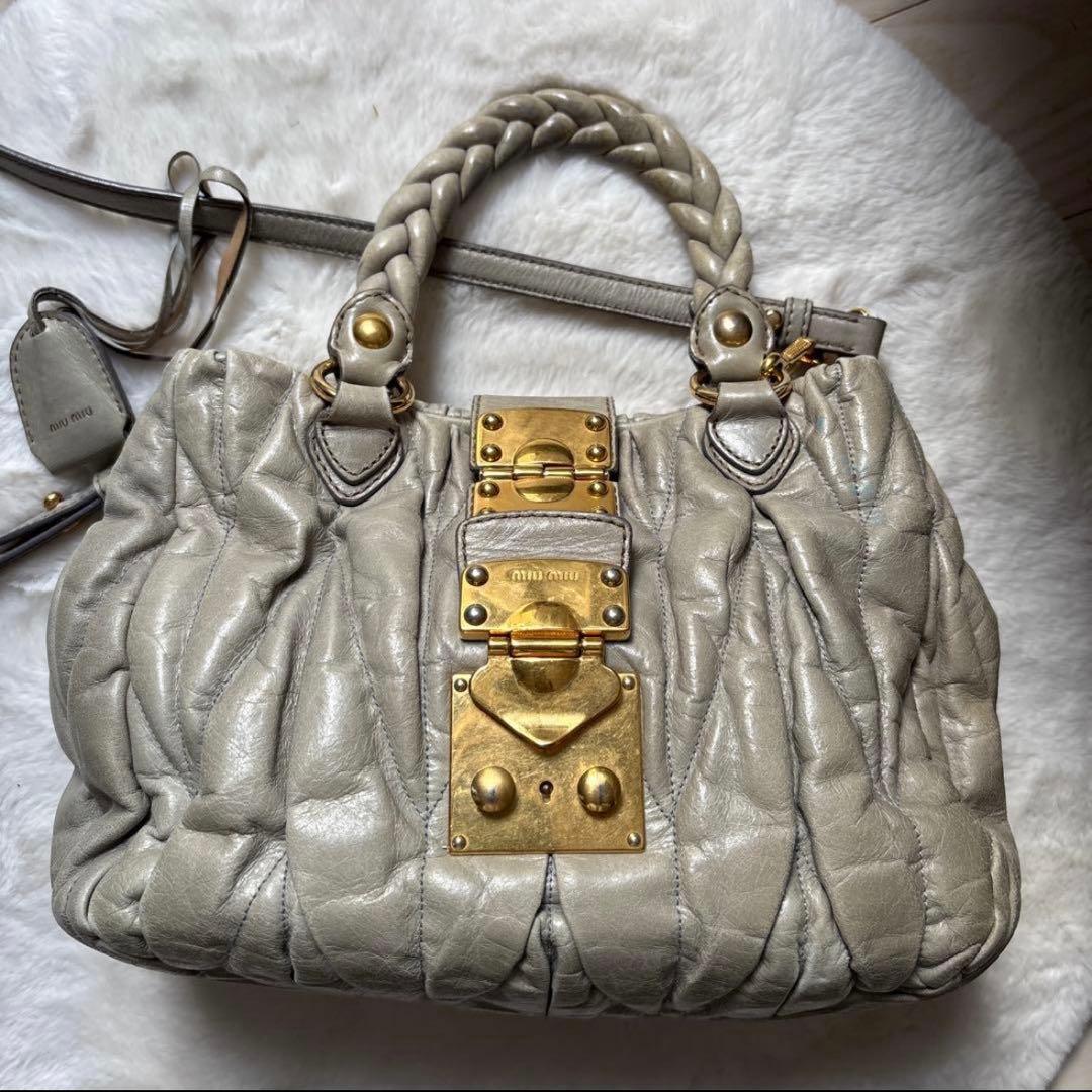 バッグ miu miu vitello lux 2way hand bag 2WAY