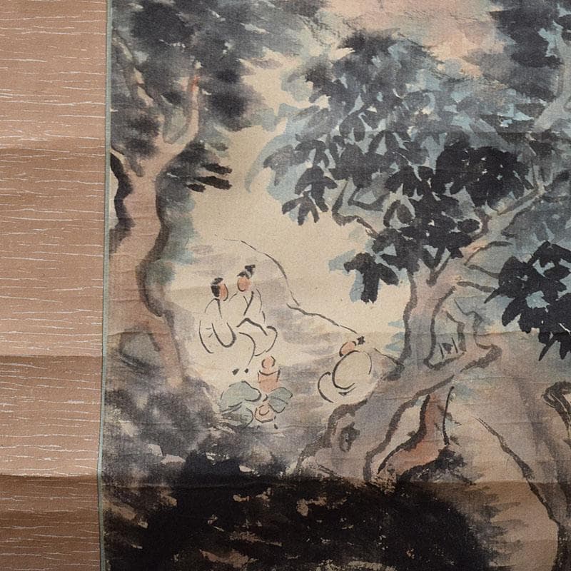 掛軸 青木木米筆 山水画 水墨画 時代箱 N R9127