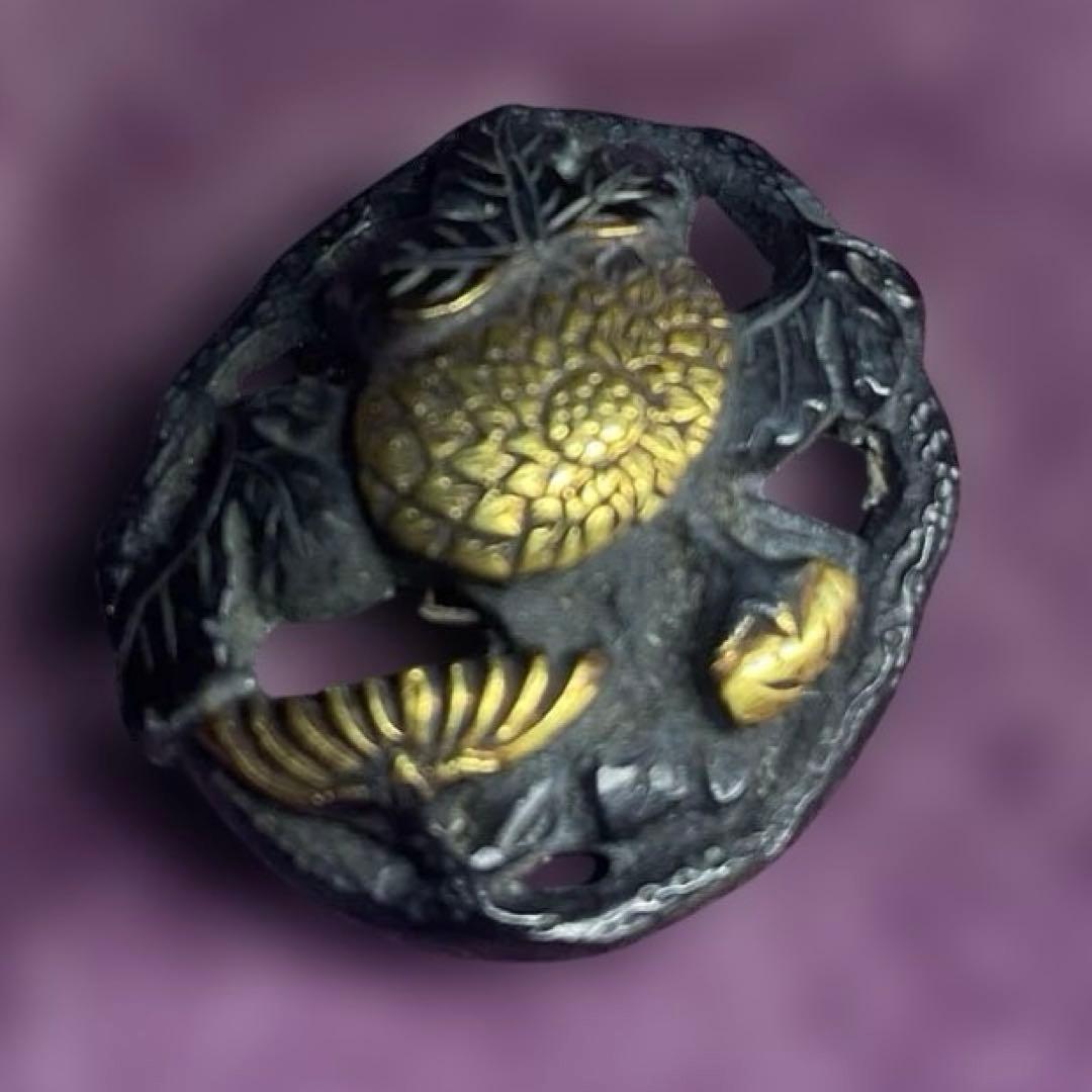 刀装具　2種2個　　武具　　目貫　　江戸時代　骨董　古道具