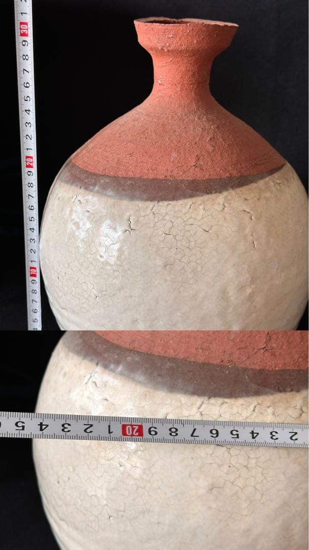 四代　真清水蔵六　【粉引かぶら大徳利】　共箱　無傷　本物保証　高さ約31cm