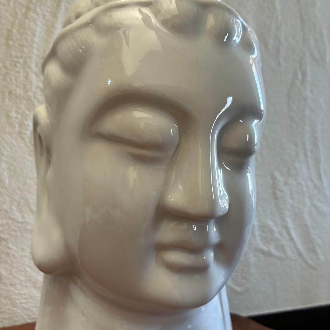 ✴︎ヴィンテージ✴︎古美術 台湾製 白磁 観音様 仏頭 高さ約33cm