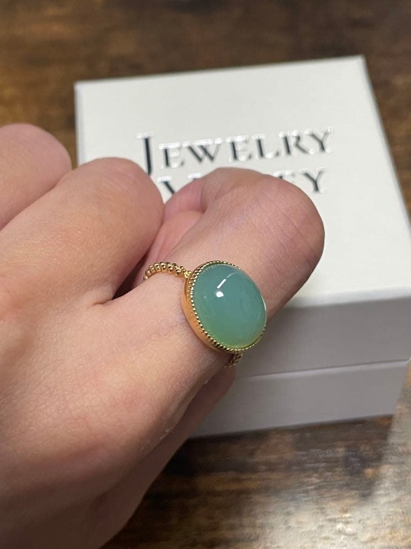 指輪　K18YG　11号　グリーンカルセドニー 12×10cm　1回半日使用