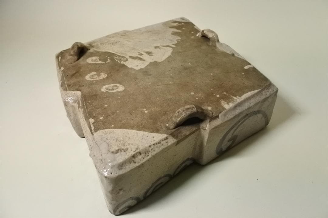 江戸末期　絵瀬戸　草花紋　菱形　平鉢　骨董品　アンティーク