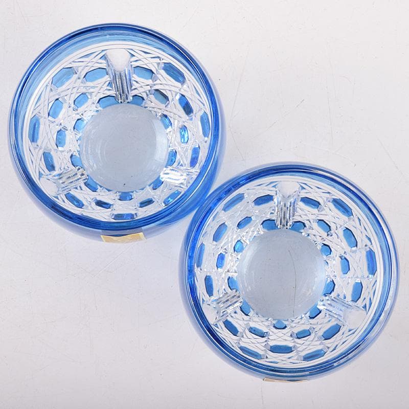 江戸切子 各務クリスタル 八角篭目 懐石杯 共箱 2点まとめて M R8984