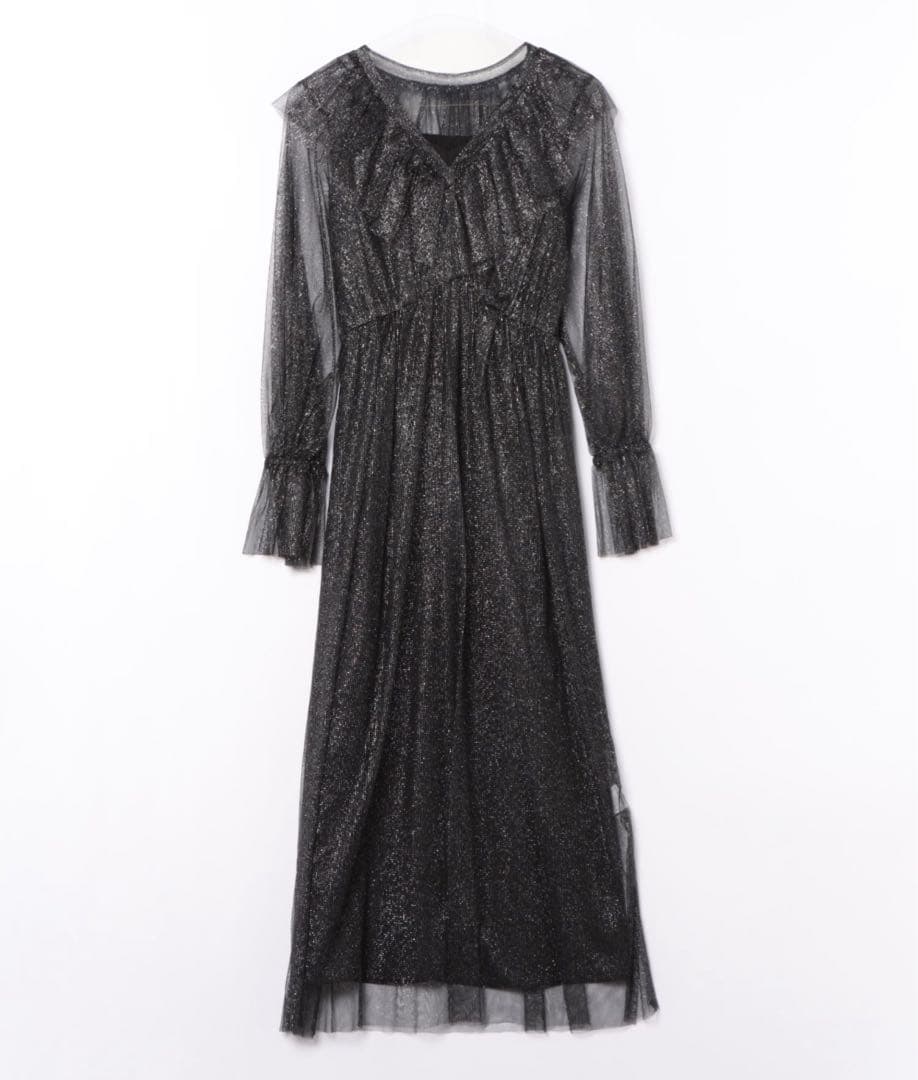 AMERI GLITTER FRILL COLLAR DRESS