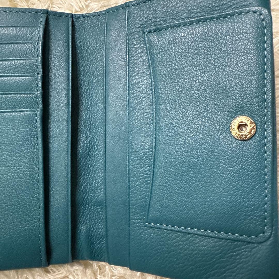 ANNA SUI 二つ折り財布 がま口 プレイングキャット ネコ ターコイズ