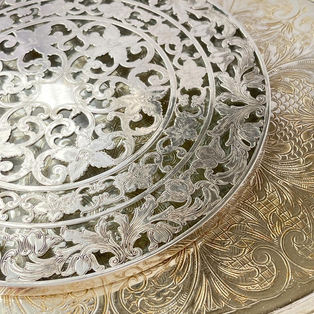 WEBSTER】【純銀/ガラス】のティーセンター 20cm！スターリング