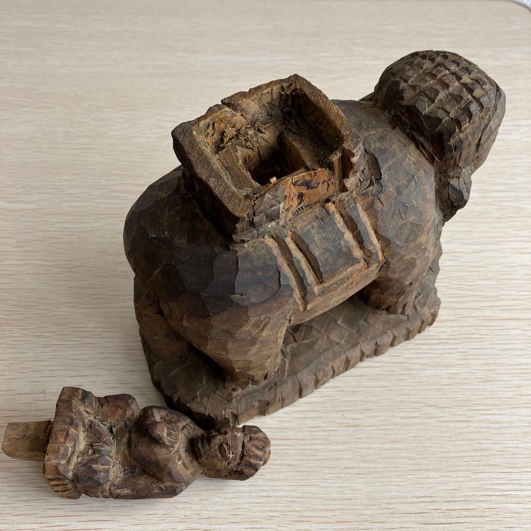 古い木彫 普賢菩薩 仏像 古美術 アンティーク 古道具 骨董 木造 李朝 中国