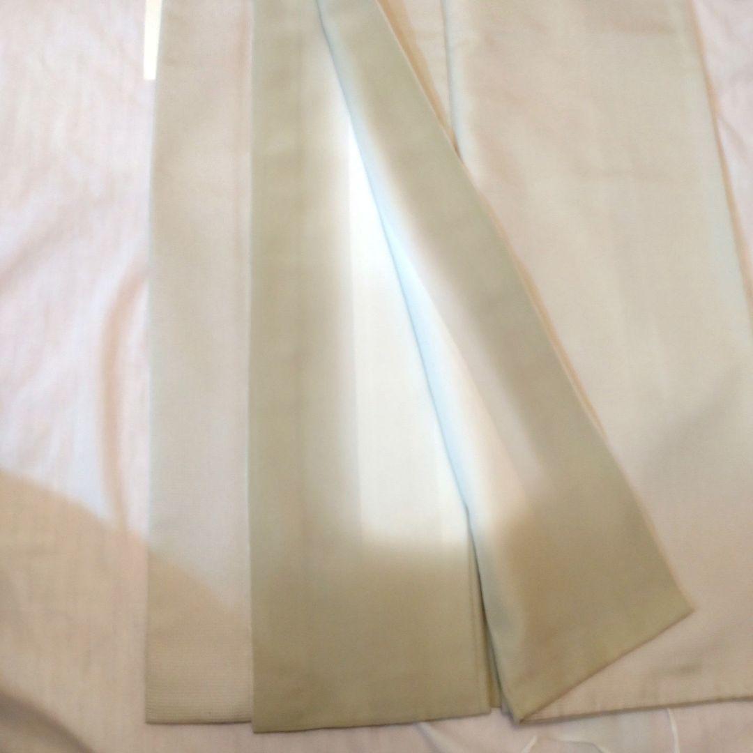 西陣御召 角通し柄 薄い抹茶色 袷 残布付 パールトーン加工済 着物のみ