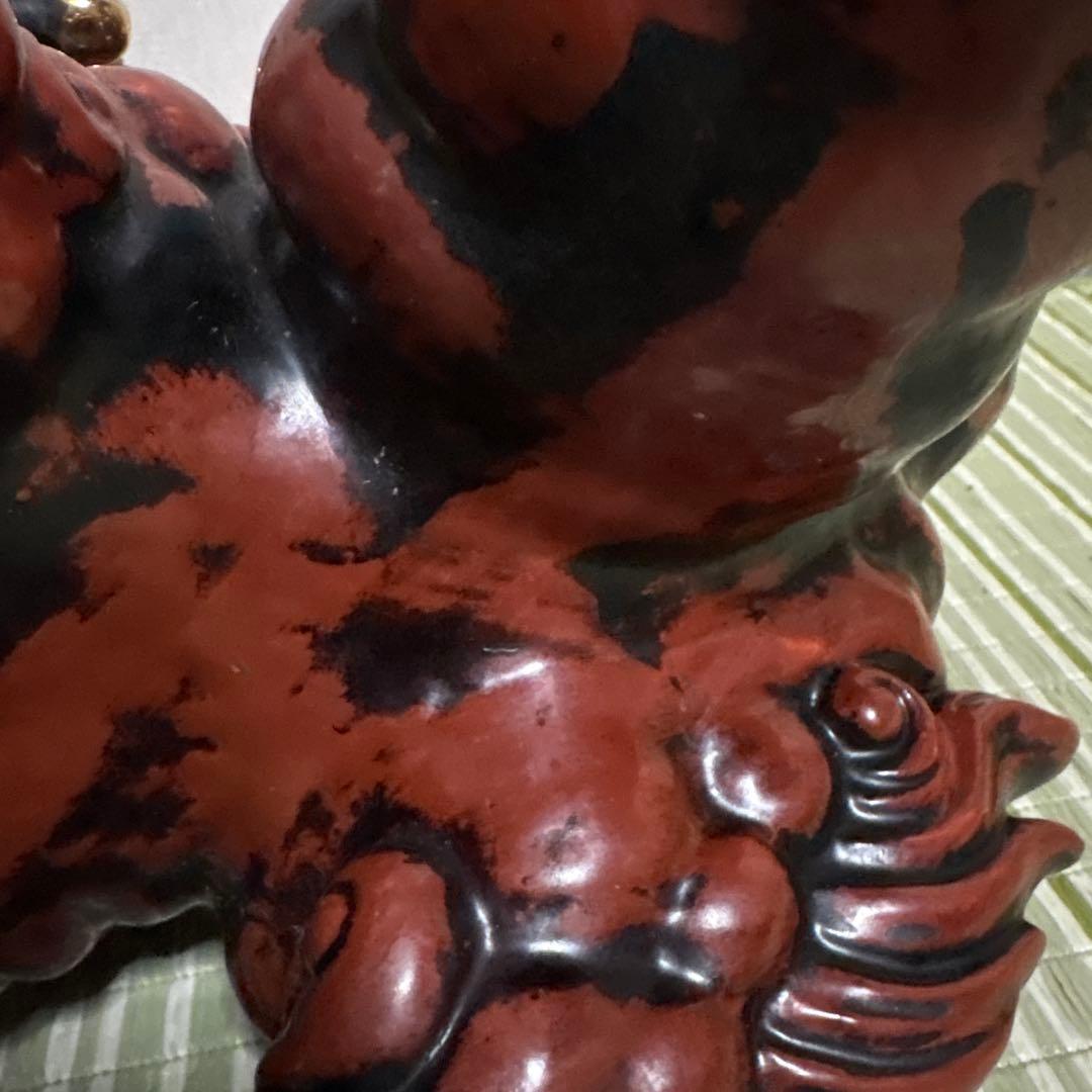 九谷焼 八幡窯 須栄義 獅子 金 赤 縁起物 魔除け 置物｜♢絶品