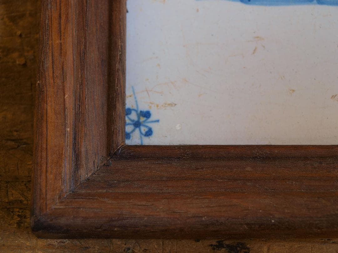 デルフトタイル そり遊び 何かを運ぶ人 帽子落ちてますよ 木製フレーム/