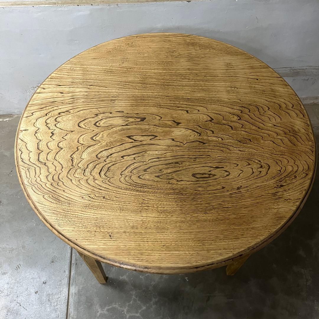 アンティーク　円形木製テーブル ナチュラルウッド