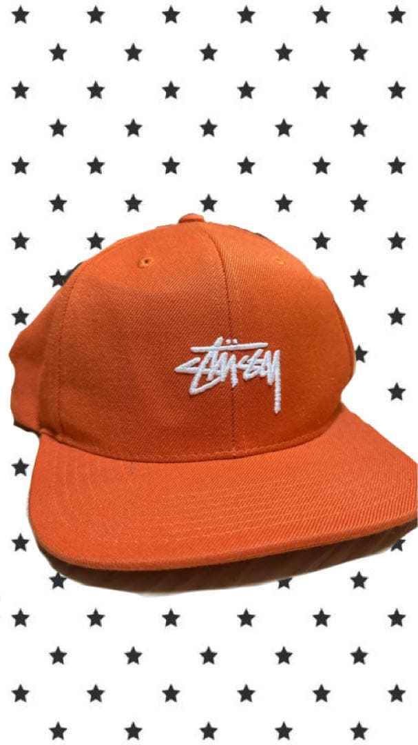 stussy キャップ オレンジ 男女兼用 - メルカリ