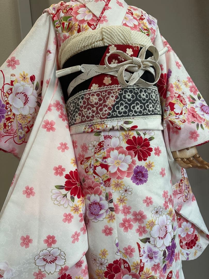 白　七五三　7歳　着物　フルセット　日本製