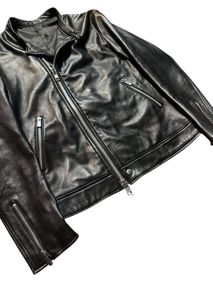 良品！手触り最高！高級レノマオム ラムレザーシングルライダース