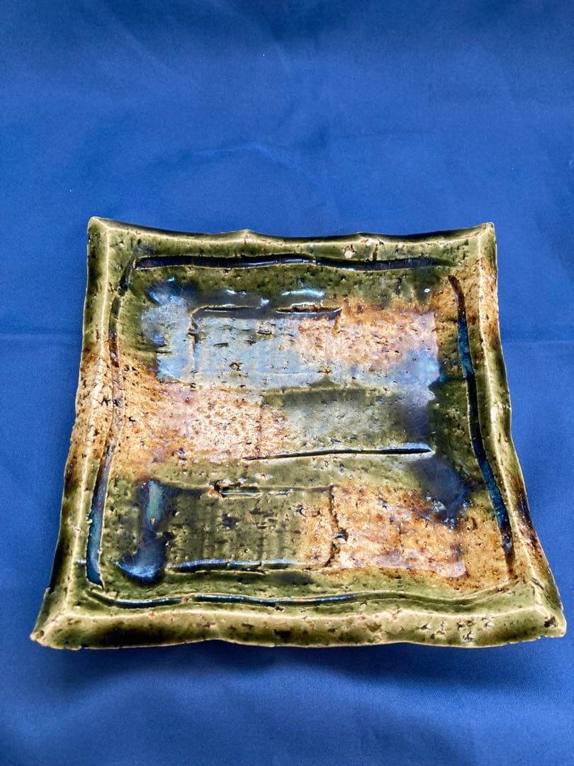 織部四方板皿　加藤作助作　5枚組