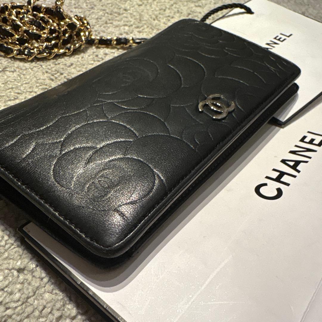 CHANEL シャネル　カメリア　長財布　チェーンウォレット　ショルダーバッグ