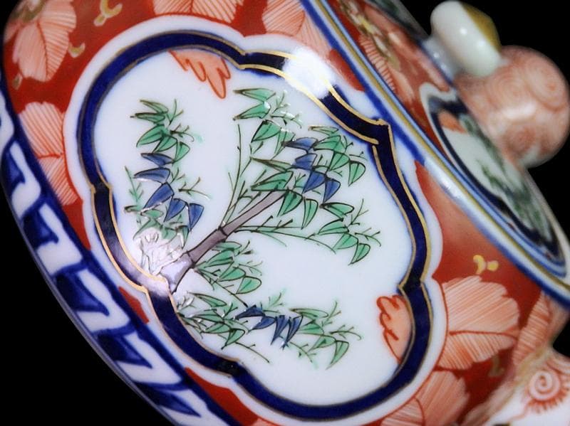 九谷 大聖寺伊万里 金襴手 窓絵 松竹梅の図 急須 F335AS-fbun - メルカリ