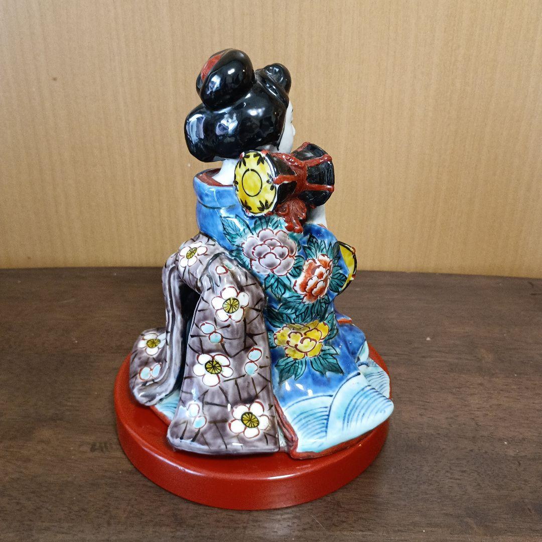 鼓を打つ舞妓さん 九谷焼 陶磁器 置物