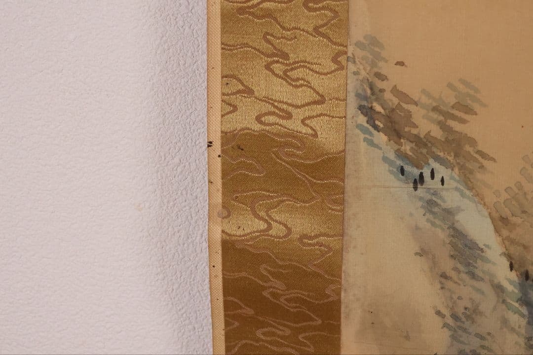 模写】松雲山人 飛瀑図 滝 人物 山水 絹本 掛軸 彩色 MB130 - メルカリ