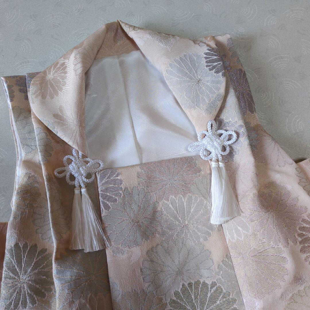 七五三３歳正絹刺繍入りの被布（中綿無し）ベージュ色