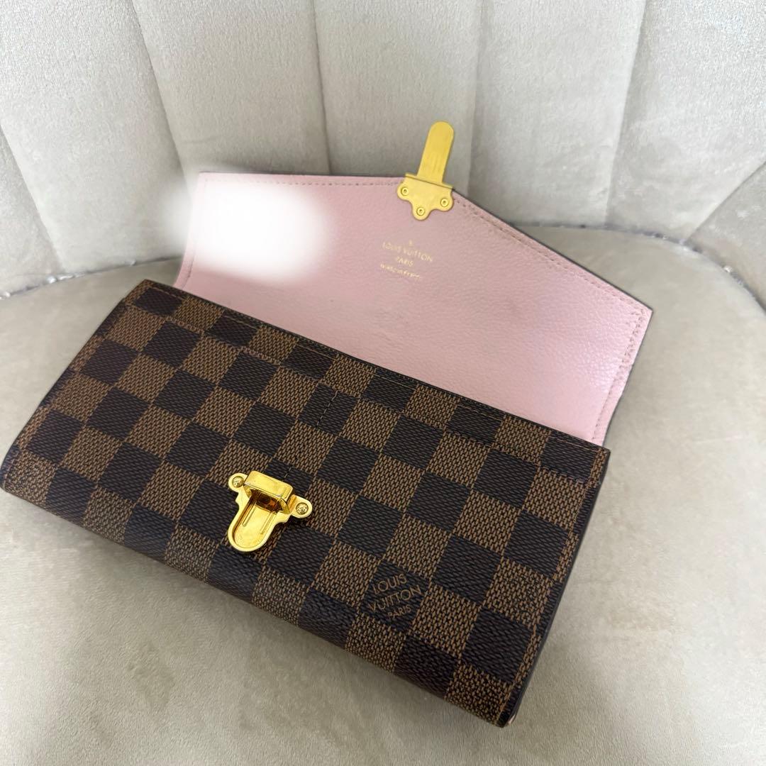 ルイ ヴィトン ダミエ ポルトフォイユ クラプトン 長財布財布ピンク金具
