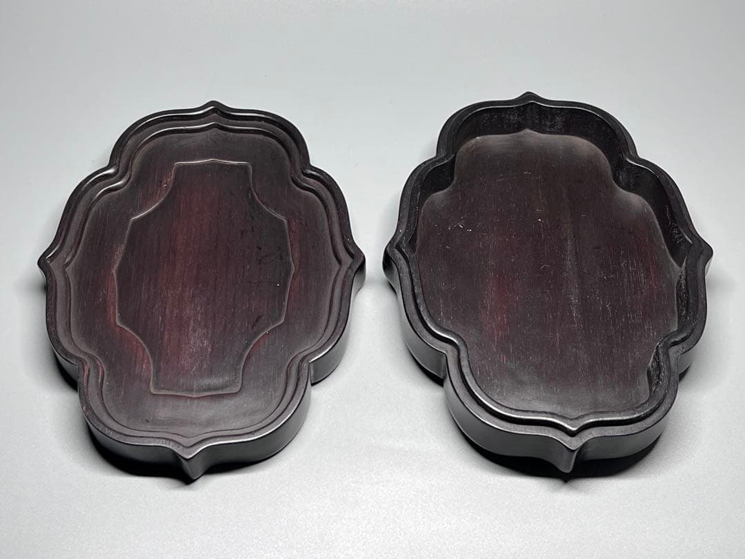 木製 小物入れ 紫檀 硯箱 香合 浮彫 神獣紋 極細工 文房具 中国美術 美