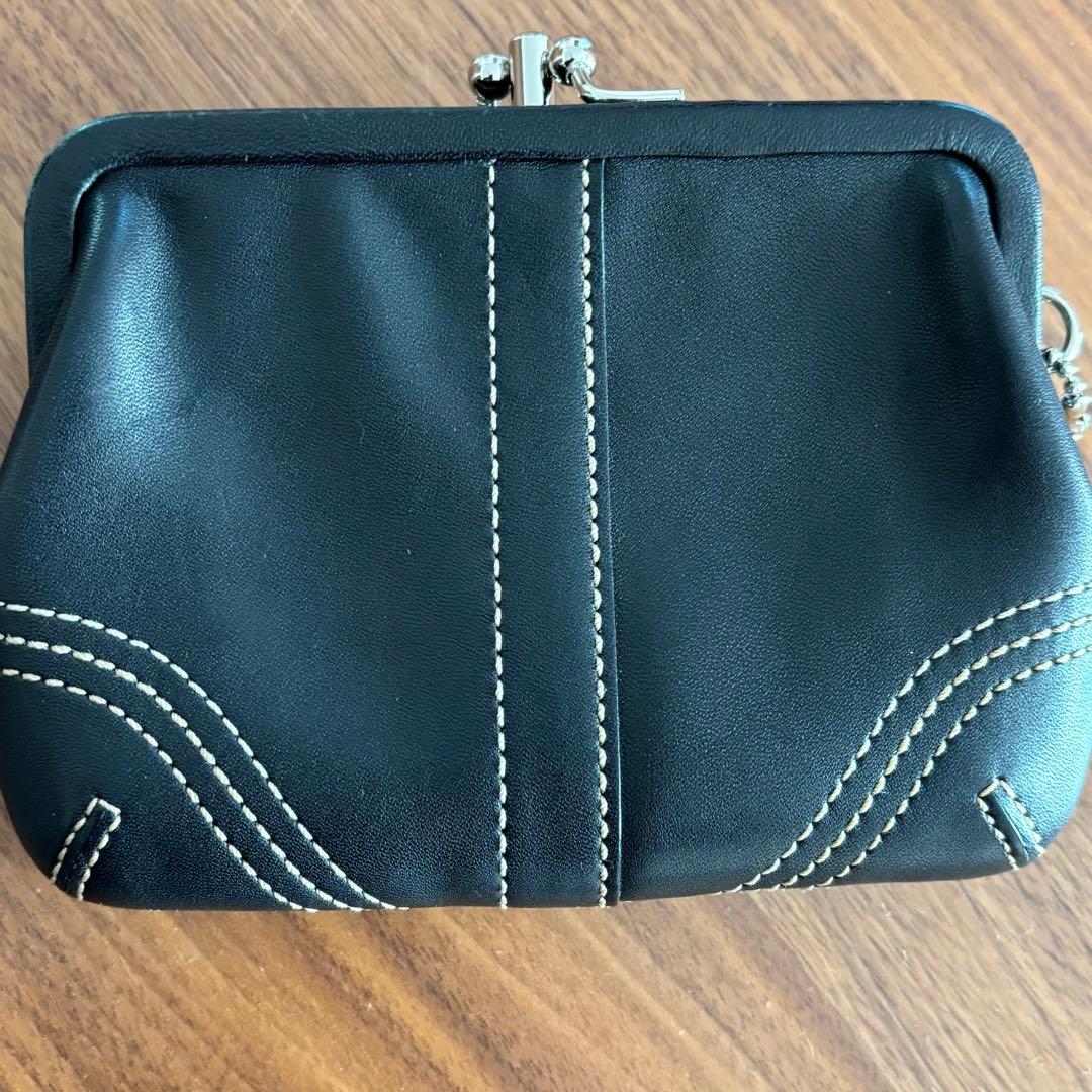 COACH　コーチ　がま口　ケース　革　黒