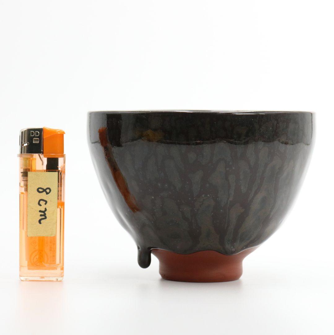 三代 伊藤赤水作 佐渡無名異焼 抹茶碗 共箱共布 茶道具 AT162 SS1