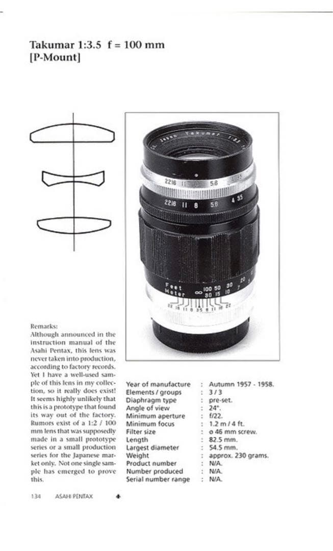 生産数-約129本- 非売品 takumar 100mm f3.5 m42