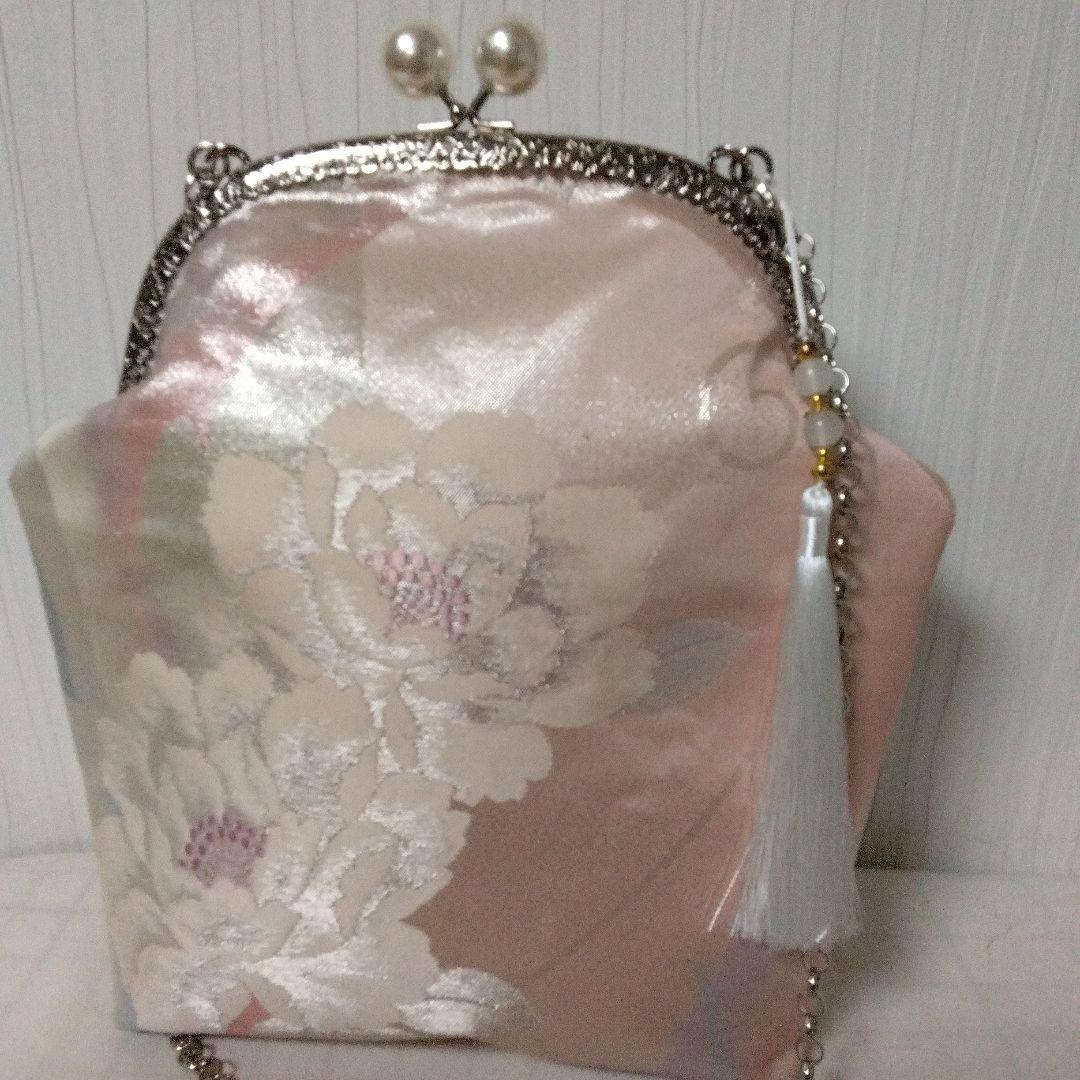 ハクちゃん様オーダー専用ページ　がま口バッグ(正絹袋帯リメイク)プラチナ箔