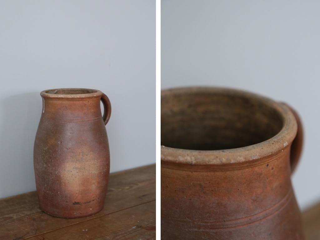 フランスアンティーク陶器ボトル//花瓶/花器/フラワーべース(86-56-1)