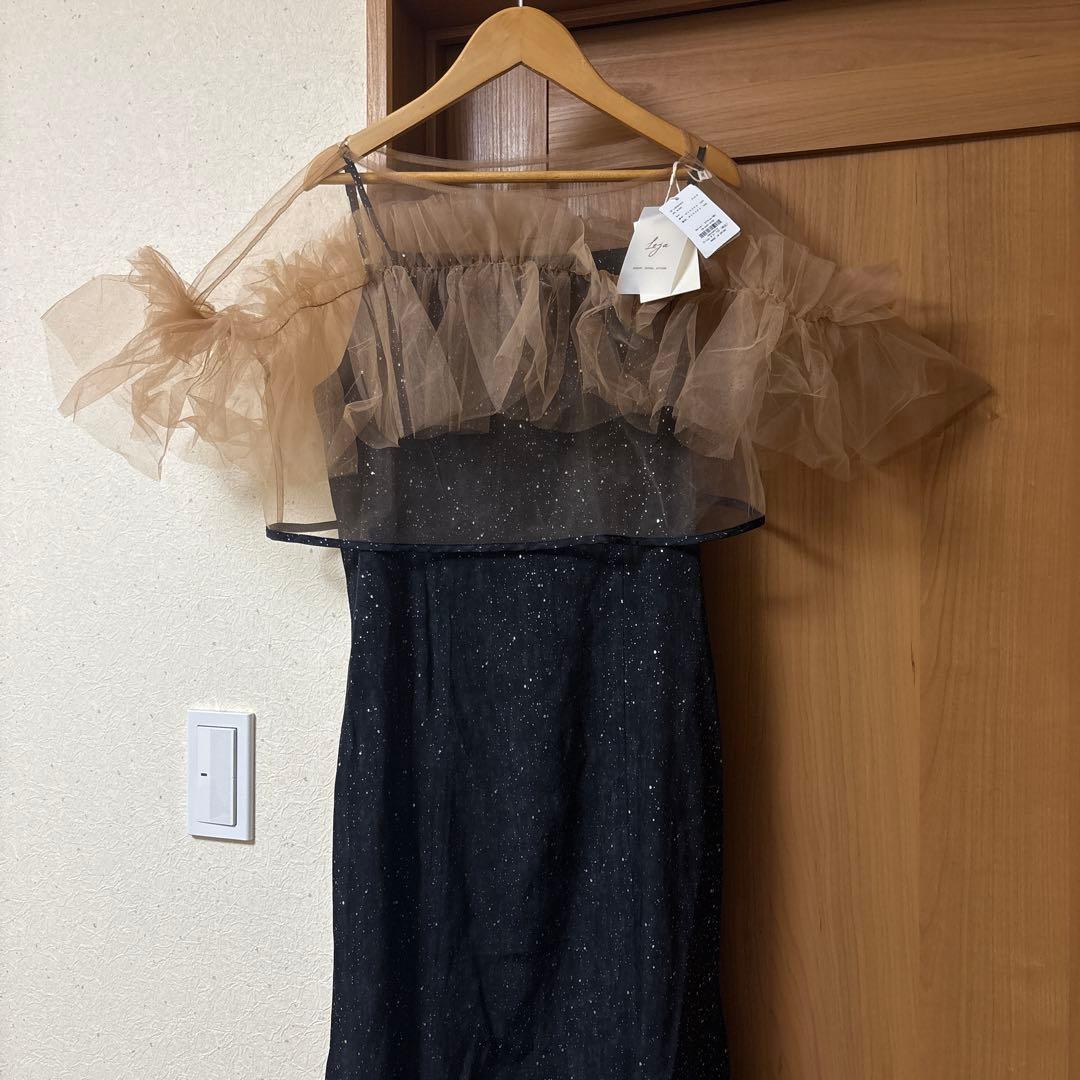 【LEJA】チュールフリルボレロペイントマーメイドドレスワンピース2点セット