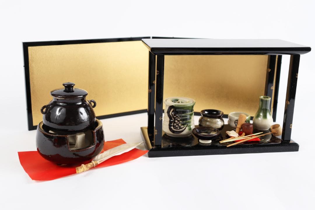 雛人形 蝶鳥蒔絵 茶道具 台子飾 田中彌 京人形 お点前