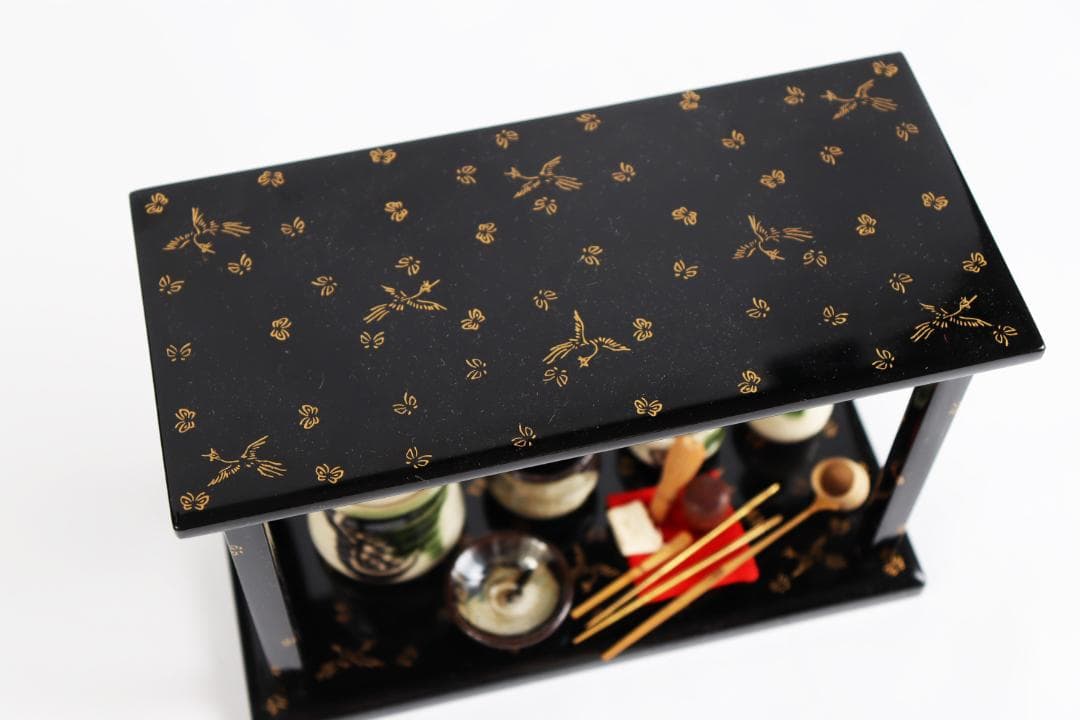 雛人形 蝶鳥蒔絵 茶道具 台子飾 田中彌 京人形 お点前