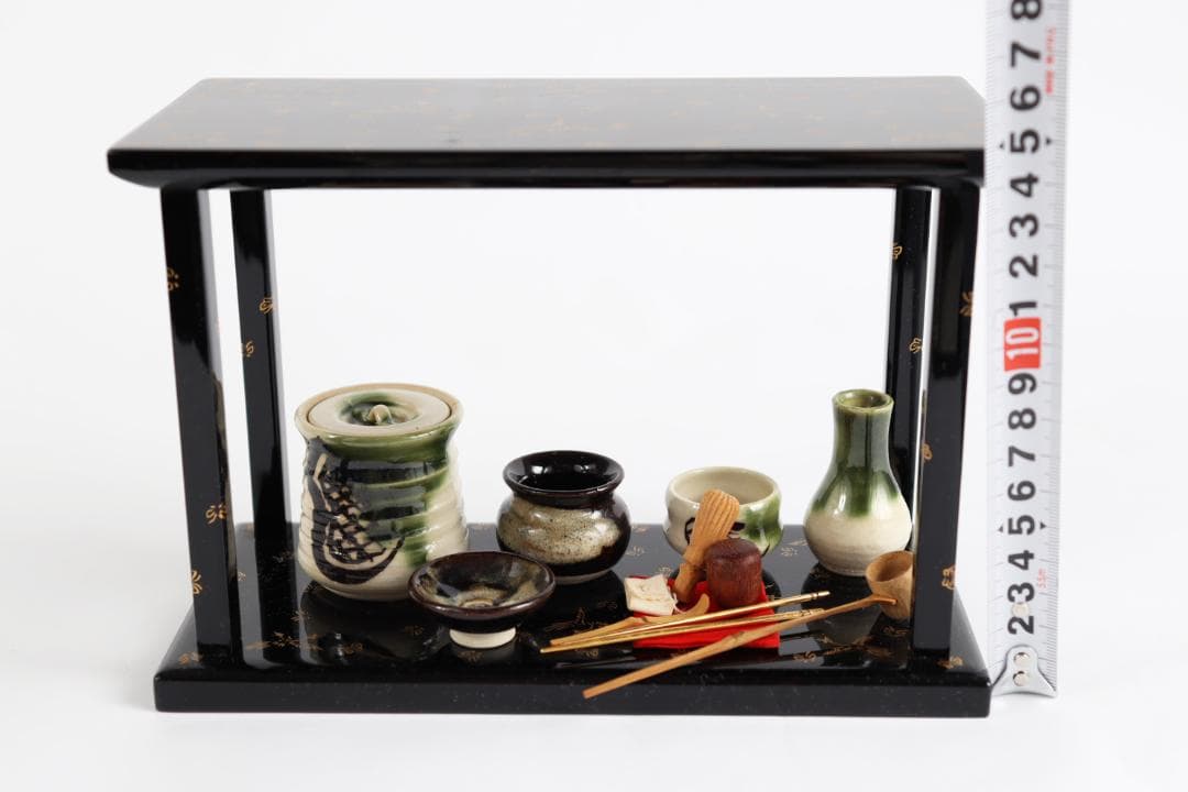 雛人形 蝶鳥蒔絵 茶道具 台子飾 田中彌 京人形 お点前