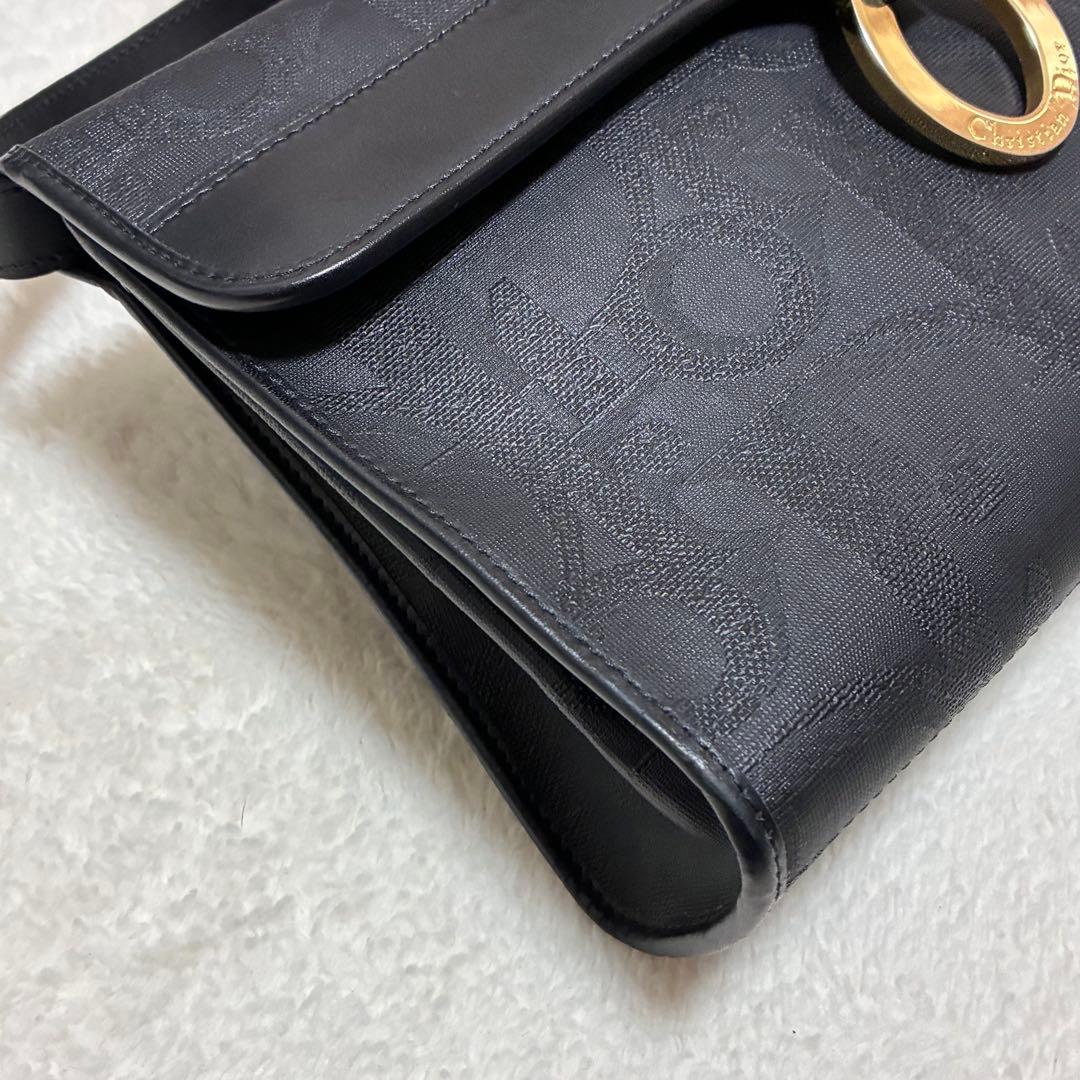 美品　クリスチャンディオール　トロッター　ショルダーバッグ　ブラック　レザー