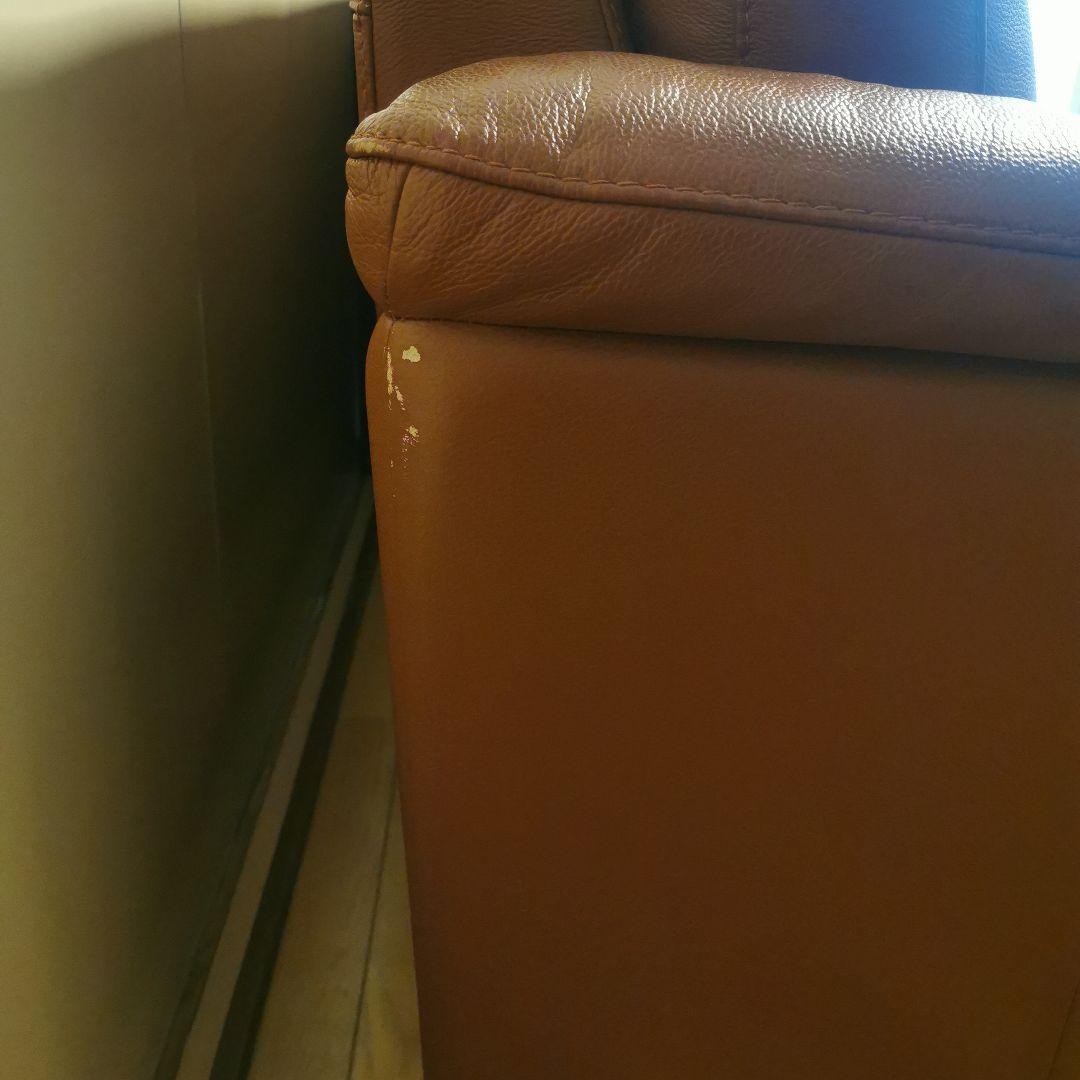 【MDS様用】ブラウン本革3人掛けソファ