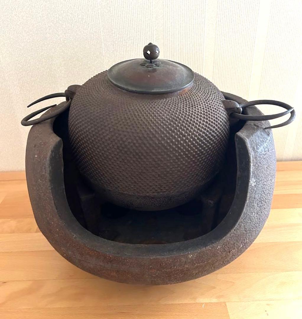 風炉釜、茶釜、茶道具、茶道、鉄器、アンティーク、レトロ，骨董品