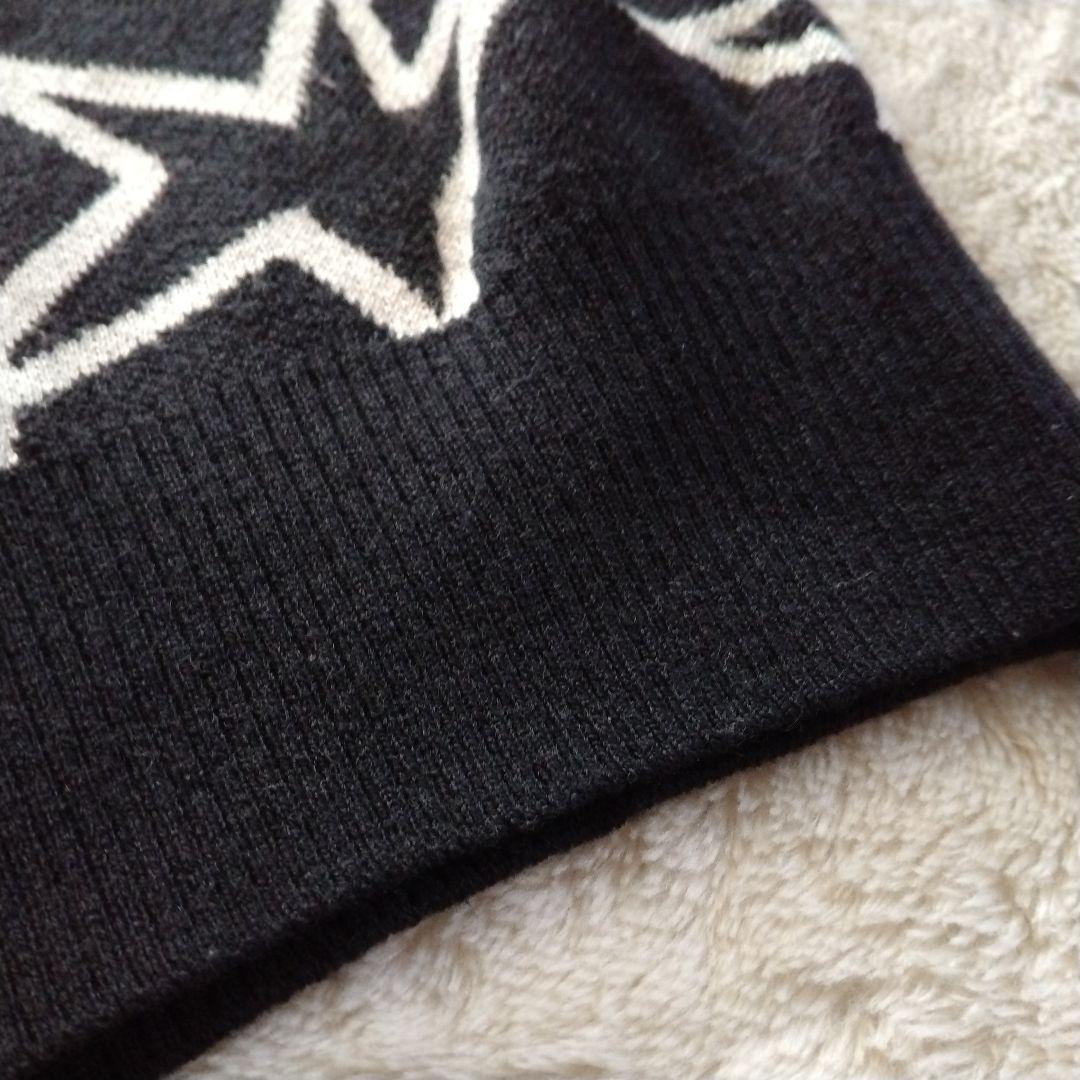 パーリーゲイツ　ウール 刺繍 星柄ジャガード モックネック ニット プルオーバー