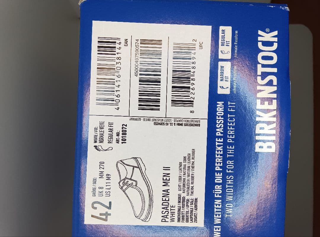 モ*ん様 新品ビルケンシュトックパサディナ白ホワイトレザー本革42