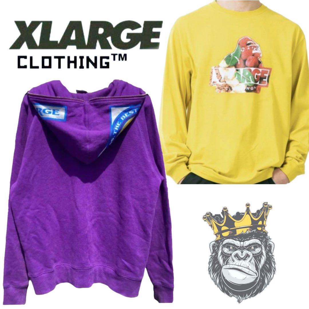 X-LARGE ジップパーカー 紫 Mサイズ ロンT 黄 Sサイズ ⚠️サイズ注意