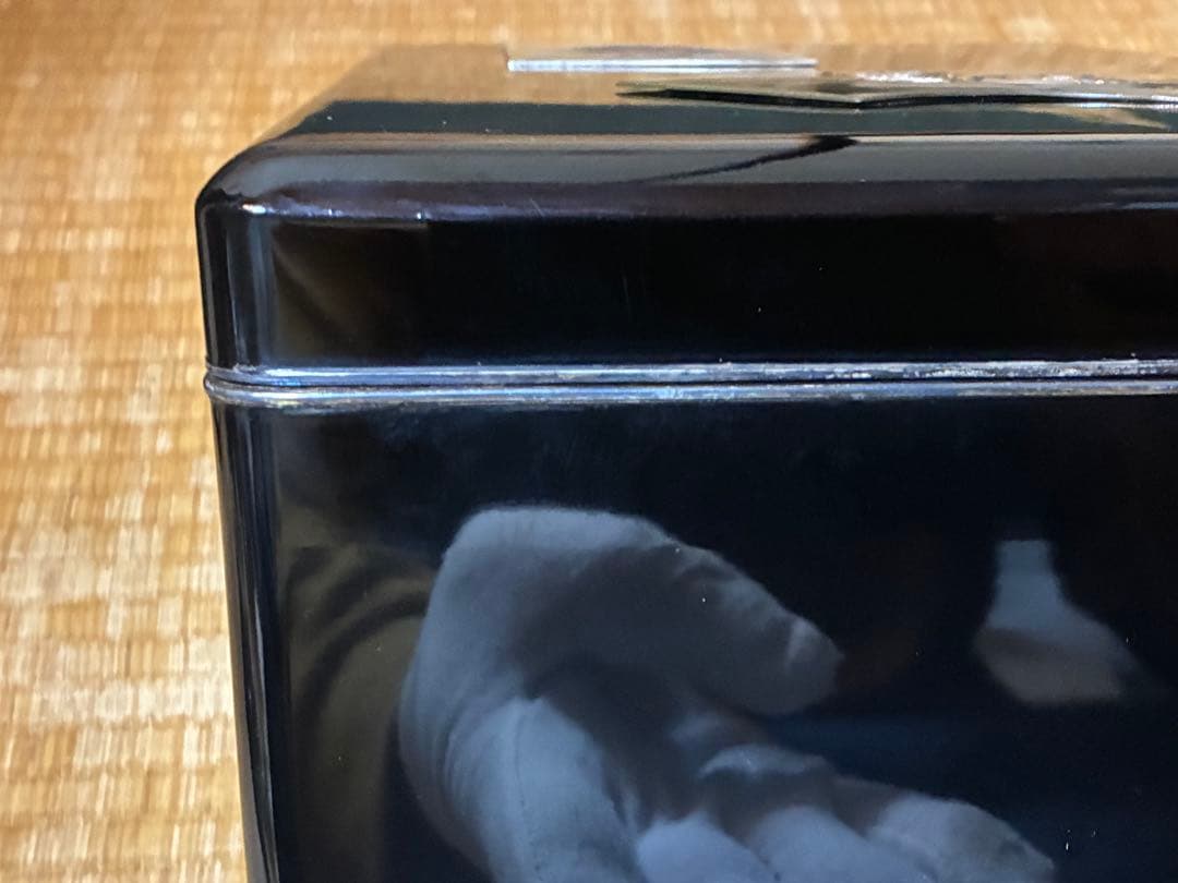 漆器 重箱 銀細工 富士山と鶴の絵柄 文箱 三越謹製 作家物 共