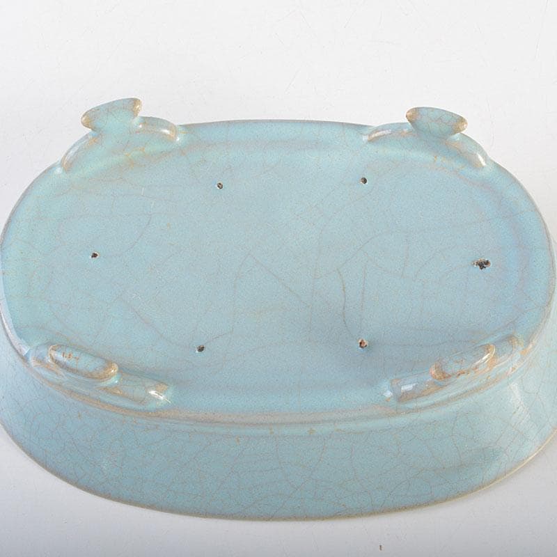 大発　中国　汝窯　天青釉　青磁　水盤　筆洗　水仙盆　C 6728E