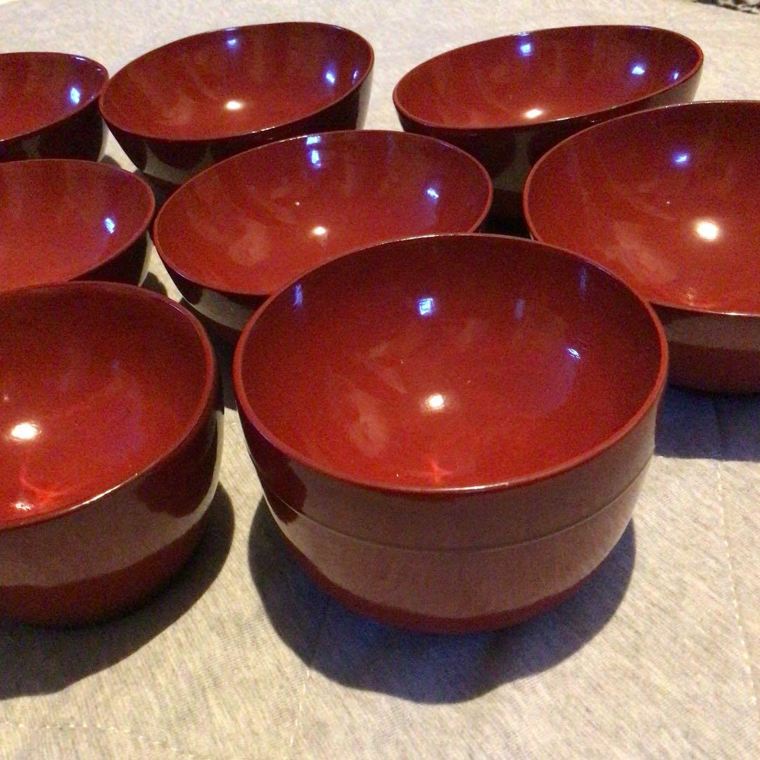 赤漆塗　底厚　お椀色々　蔵から発見　昭和初期　大正　明治　レトロ品！希少！