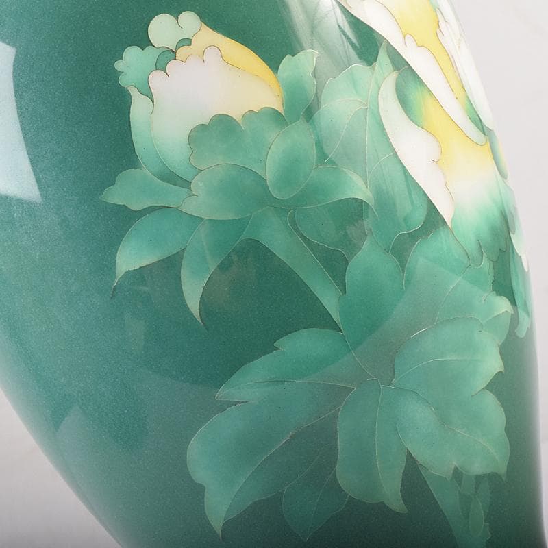 七宝焼 牡丹文 花瓶 唐木台・時代箱付 M R8760B