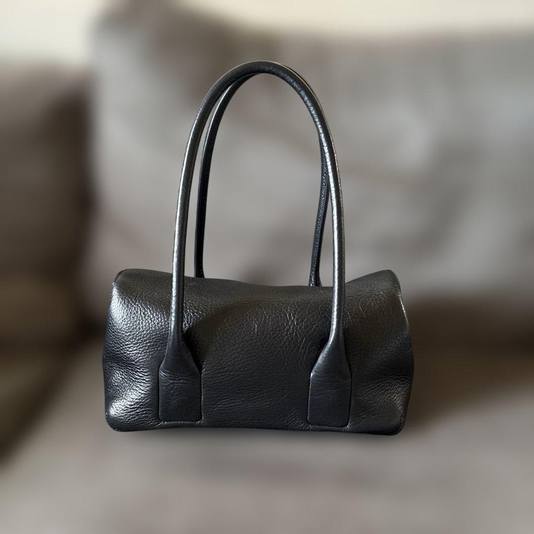 【HIROFU ヒロフ】ペルーシェSハンドバック　ブラックレザー　冠婚葬祭　美品