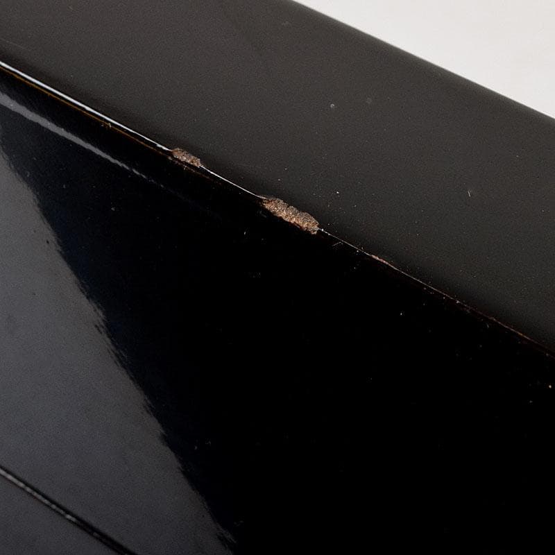 塗師　広峰作　絵師　青紘作　輪島塗　唐松蒔絵　炉縁　共布共箱　C　7908C