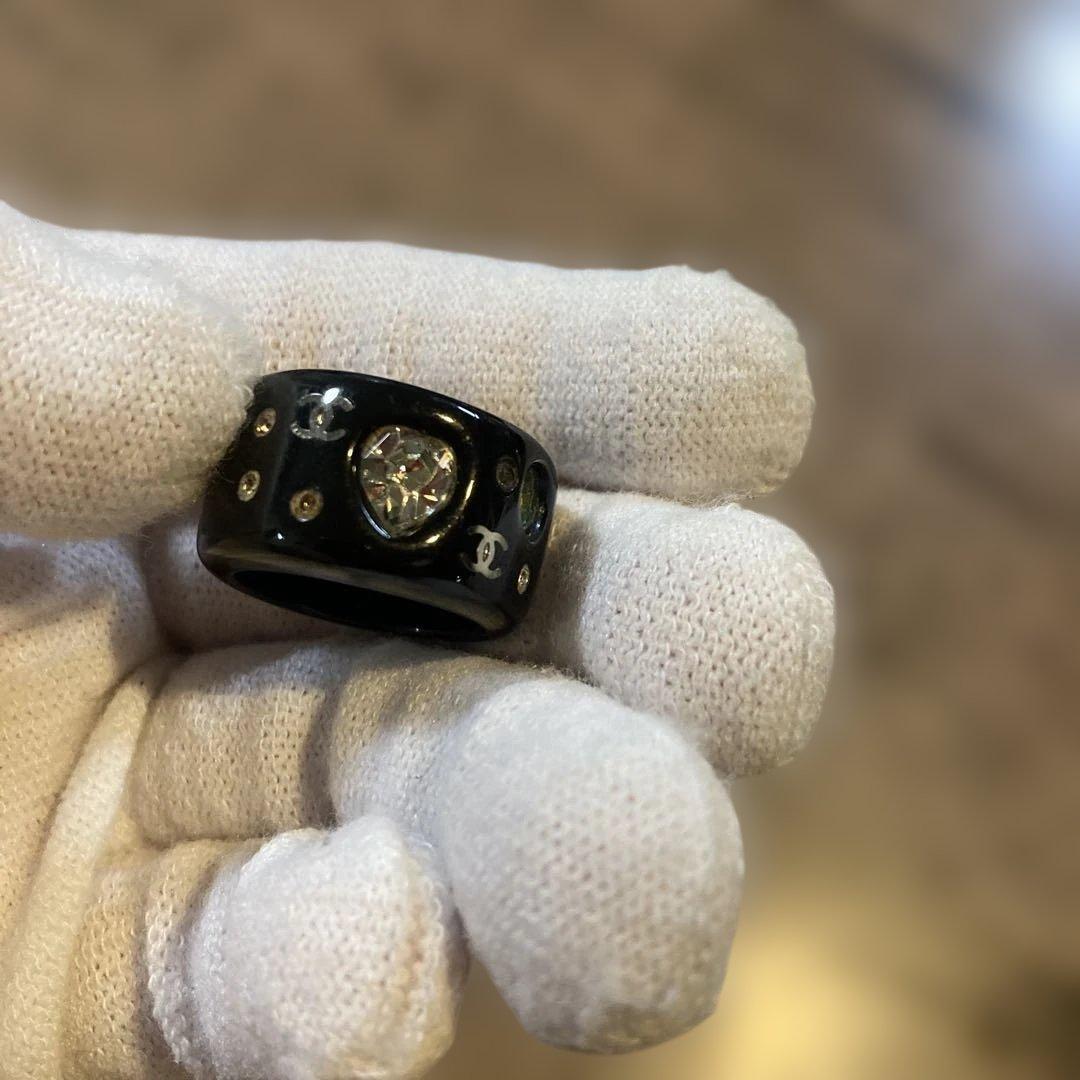 CHANELリング.ヴィンテージ★ココマーク.ハートモチーフラインストーン