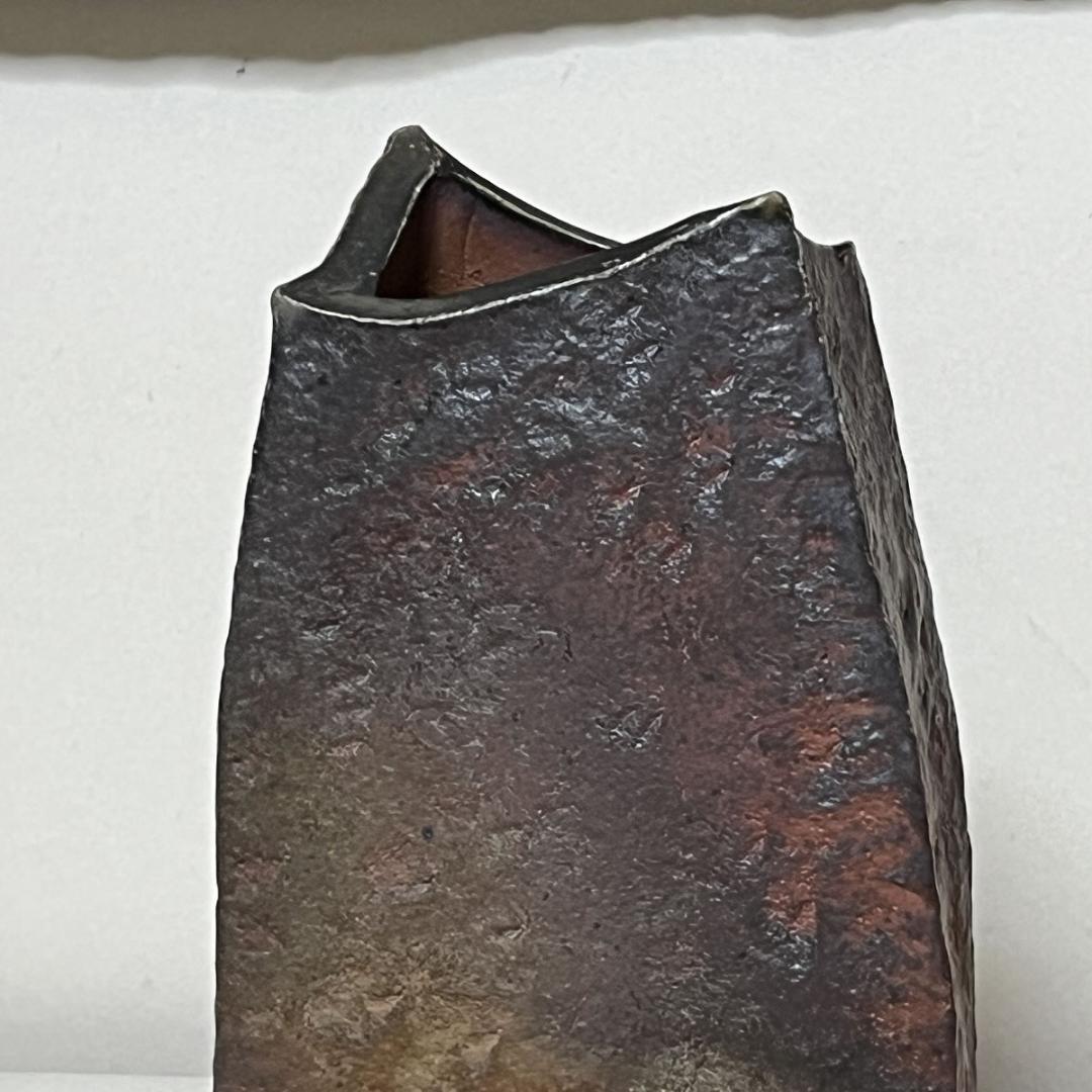 木村素静 備前焼 花入 共箱 茶道具 【k3414】